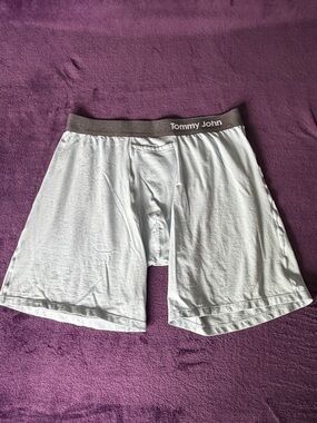 Tommy John Light Gray Boxer Shorts with Dark Gray Waistband